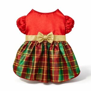 NWT FRISCO Christmas Dog Dress XL Red Green Plaid Gold Bow Holiday 25 - 45 lbs